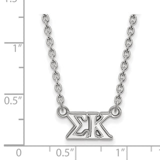 Sterling Silver Rhodium-plated LogoArt Sigma Kappa Sorority Greek Letters Medium Pendant 18 inch Necklace