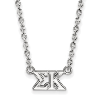Sterling Silver Rhodium-plated LogoArt Sigma Kappa Sorority Greek Letters Medium Pendant 18 inch Necklace