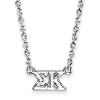 Sterling Silver Rhodium-plated LogoArt Sigma Kappa Sorority Greek Letters Medium Pendant 18 inch Necklace