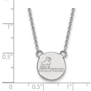 10k White Gold LogoArt Samford University Small Disc Pendant 18 inch Necklace