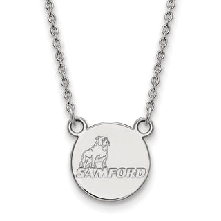 10k White Gold LogoArt Samford University Small Disc Pendant 18 inch Necklace