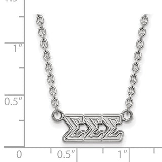 Sterling Silver Rhodium-plated LogoArt Sigma Sigma Sigma Sorority Greek Letters Medium Pendant 18 inch Necklace