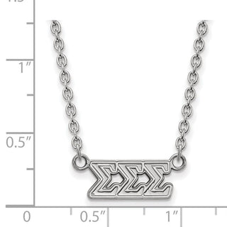 Sterling Silver Rhodium-plated LogoArt Sigma Sigma Sigma Sorority Greek Letters Medium Pendant 18 inch Necklace