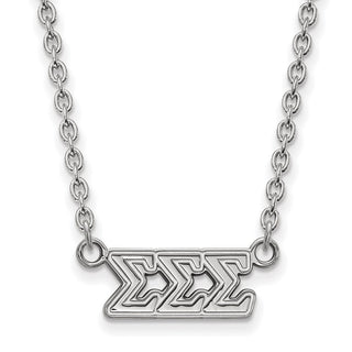 Sterling Silver Rhodium-plated LogoArt Sigma Sigma Sigma Sorority Greek Letters Medium Pendant 18 inch Necklace