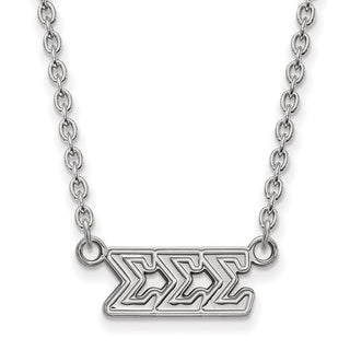 Sterling Silver Rhodium-plated LogoArt Sigma Sigma Sigma Sorority Greek Letters Medium Pendant 18 inch Necklace