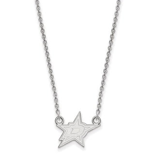 14k White Gold NHL LogoArt Dallas Stars Small Pendant 18 inch Necklace