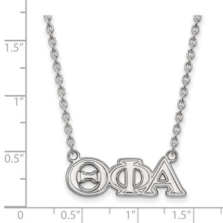 Sterling Silver Rhodium-plated LogoArt Theta Phi Alpha Sorority Greek Letters Medium Pendant 18 inch Necklace