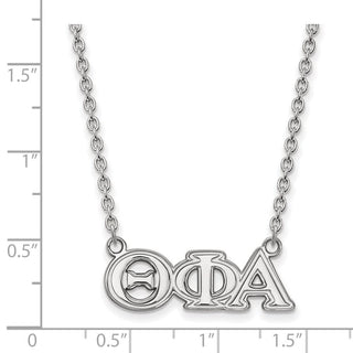 Sterling Silver Rhodium-plated LogoArt Theta Phi Alpha Sorority Greek Letters Medium Pendant 18 inch Necklace