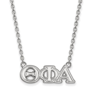Sterling Silver Rhodium-plated LogoArt Theta Phi Alpha Sorority Greek Letters Medium Pendant 18 inch Necklace