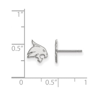 Sterling Silver Rhodium-plated LogoArt Texas State University Bobcat Extra Small Post Earrings
