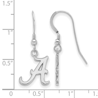 Sterling Silver Rhodium-plated LogoArt University of Alabama Letter A Small Dangle Wire Earrings