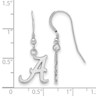 Sterling Silver Rhodium-plated LogoArt University of Alabama Letter A Small Dangle Wire Earrings
