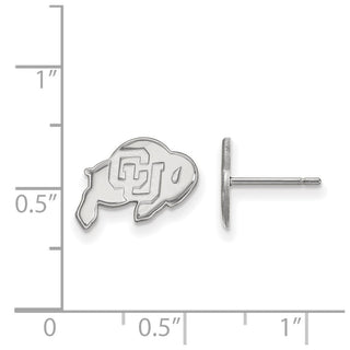 Sterling Silver Rhodium-plated LogoArt University of Colorado Buffalo Extra Small Post Earrings