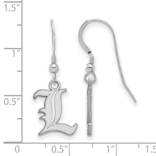 Sterling Silver Rhodium-plated LogoArt University of Louisville Letter L Small Dangle Wire Earrings