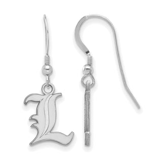 Sterling Silver Rhodium-plated LogoArt University of Louisville Letter L Small Dangle Wire Earrings