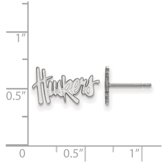 10k White Gold LogoArt University of Nebraska Huskers Extra Small Post Earrings