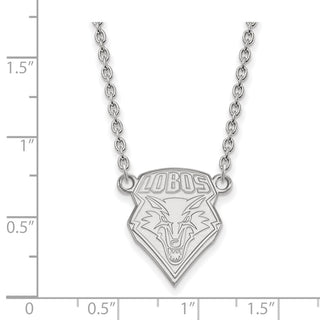 Sterling Silver Rhodium-plated LogoArt University of New Mexico Large Pendant 18 inch Necklace SS007UNM-18