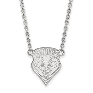 Sterling Silver Rhodium-plated LogoArt University of New Mexico Large Pendant 18 inch Necklace SS007UNM-18