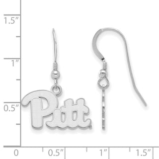 Sterling Silver Rhodium-plated LogoArt University of Pittsburgh Small Dangle Wire Earrings