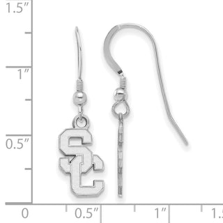 Sterling Silver Rhodium-plated LogoArt University of Southern California S-C Small Dangle Wire Earrings