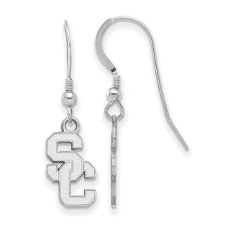 Sterling Silver Rhodium-plated LogoArt University of Southern California S-C Small Dangle Wire Earrings
