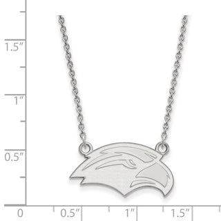 Sterling Silver Rhodium-plated LogoArt University of Southern Mississippi Eagle Small Pendant 18 inch Necklace