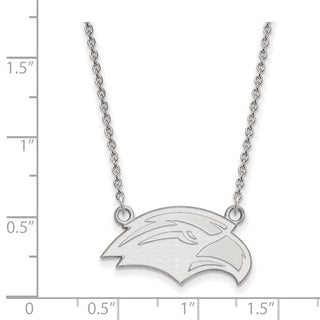 10k White Gold LogoArt University of Southern Mississippi Eagle Small Pendant 18 inch Necklace