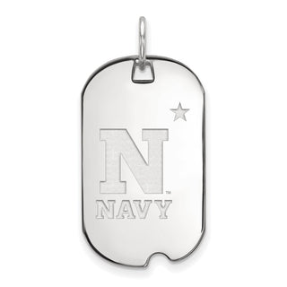 Sterling Silver Rhodium-plated LogoArt US Naval Academy Small Dog Tag Pendant