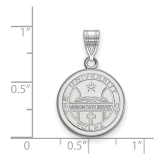 Sterling Silver Rhodium-plated LogoArt University of Tulsa Medium Crest Pendant