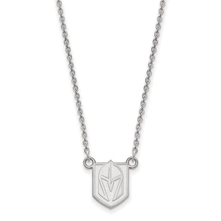 Sterling Silver Rhodium-plated NHL LogoArt NHL Vegas Golden Knights Small Pendant 18 inch Necklace