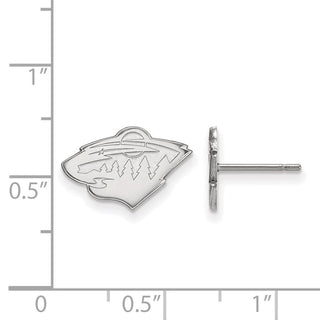 14k White Gold NHL LogoArt Minnesota Wild Extra Small Post Earrings