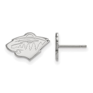 Sterling Silver Rhodium-plated NHL LogoArt Minnesota Wild Extra Small Post Earrings