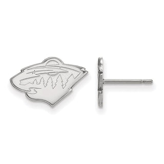 14k White Gold NHL LogoArt Minnesota Wild Extra Small Post Earrings