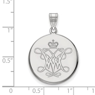 10k White Gold LogoArt College of William and Mary Large Disc Pendant