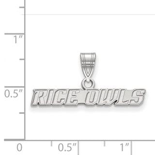 Sterling Silver Rhodium-plated LogoArt Rice University Owls Medium Pendant