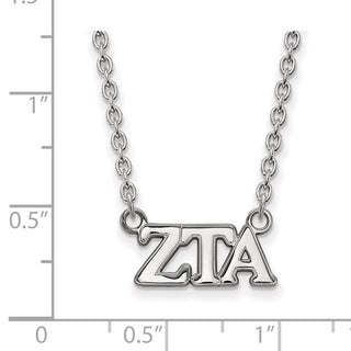 Sterling Silver Rhodium-plated LogoArt Zeta Tau Alpha Sorority Greek Letters Medium Pendant 18 inch Necklace