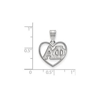 Sterling Silver Rhodium-plated LogoArt Alpha Phi Sorority Greek Letters Heart Pendant