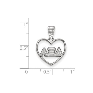 Sterling Silver Rhodium-plated LogoArt Alpha Xi Delta Sorority Greek Letters Heart Pendant