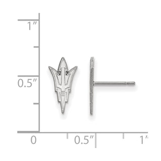 Sterling Silver Rhodium-plated LogoArt Arizona State University Pitchfork Small Post Earrings