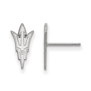 Sterling Silver Rhodium-plated LogoArt Arizona State University Pitchfork Small Post Earrings