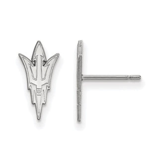Sterling Silver Rhodium-plated LogoArt Arizona State University Pitchfork Small Post Earrings