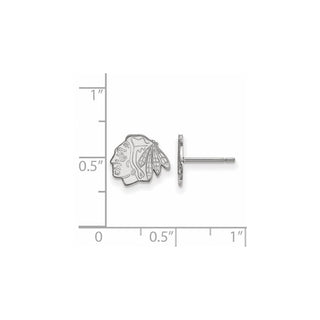 10k White Gold NHL LogoArt Chicago Blackhawks Extra Small Post Earrings