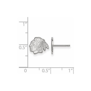 Sterling Silver Rhodium-plated NHL LogoArt Chicago Blackhawks Extra Small Post Earrings