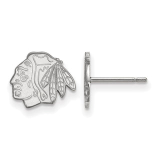 14k White Gold NHL LogoArt Chicago Blackhawks Extra Small Post Earrings