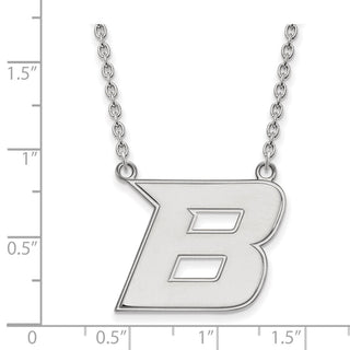 10k White Gold LogoArt Boise State University Letter B Large Pendant 18 inch Necklace