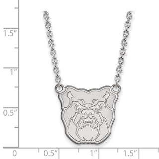 14k White Gold LogoArt Butler University Bulldog Large Pendant 18 inch Necklace