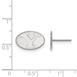 Sterling Silver Rhodium-plated LogoArt Brigham Young University Letter Y Extra Small Post Earrings
