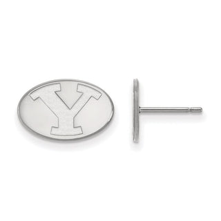 Sterling Silver Rhodium-plated LogoArt Brigham Young University Letter Y Extra Small Post Earrings