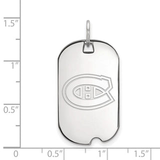 Sterling Silver Rhodium-plated NHL LogoArt Montreal Canadiens Small Dog Tag Pendant