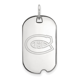 Sterling Silver Rhodium-plated NHL LogoArt Montreal Canadiens Small Dog Tag Pendant
